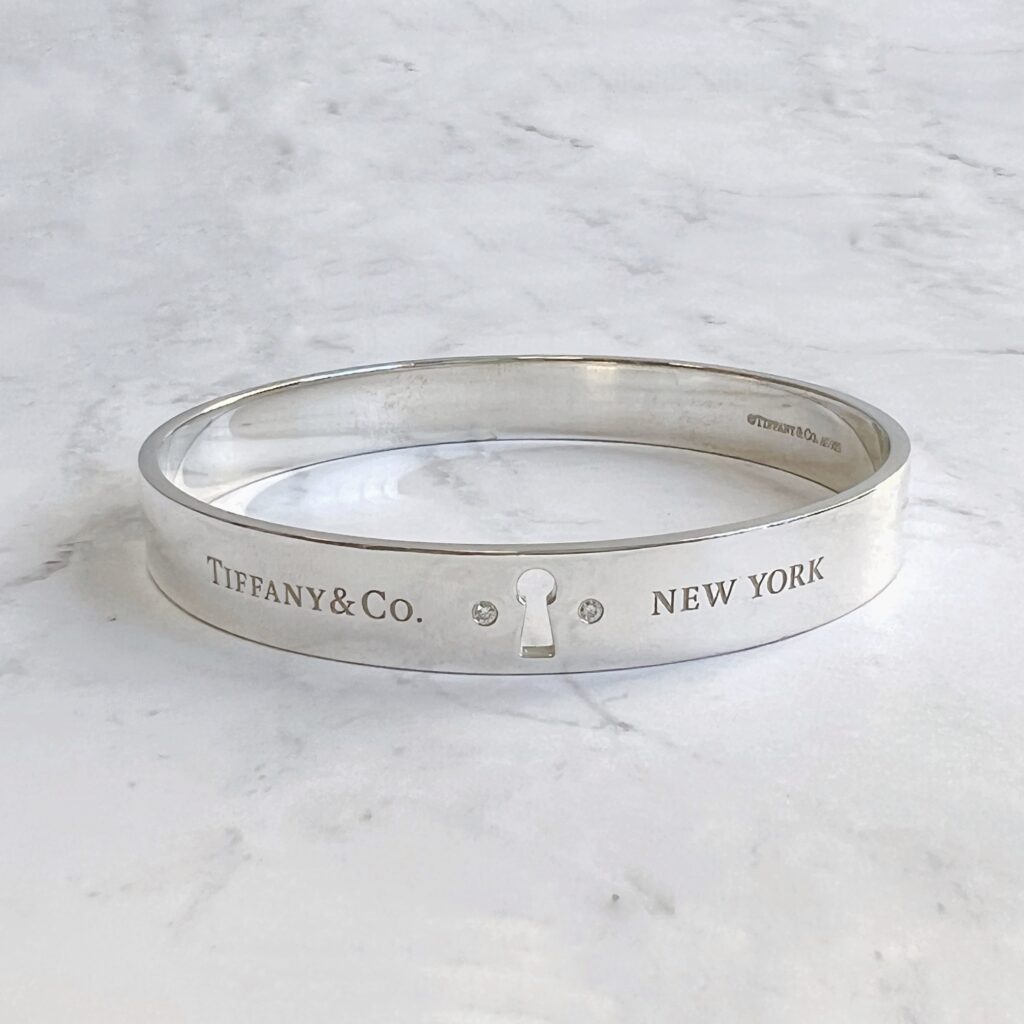 Tiffany & Co sterling silver key hole bangle bracelet