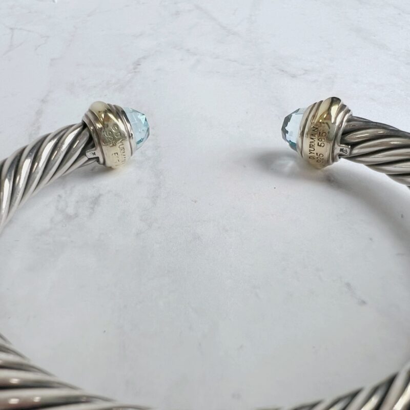 BR00254 David yurman sterling silver blue topaz bangle bracelet logo