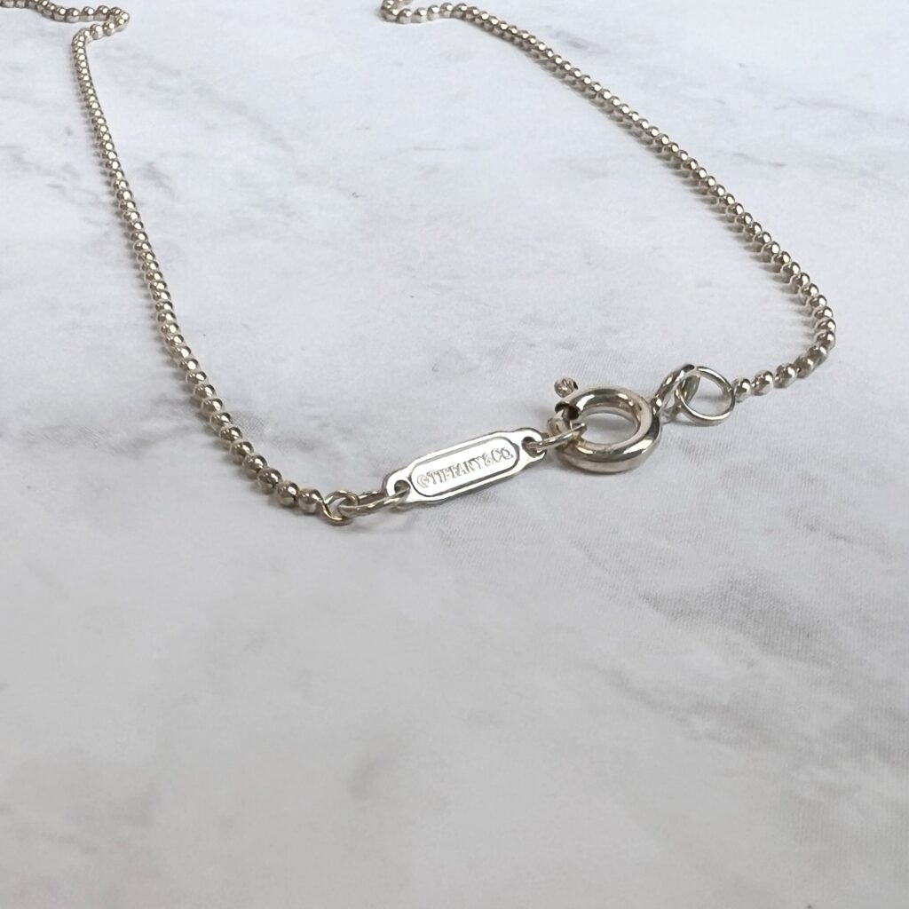 CH00420 Tiffany & co sterling silver ball chain necklace logo 2
