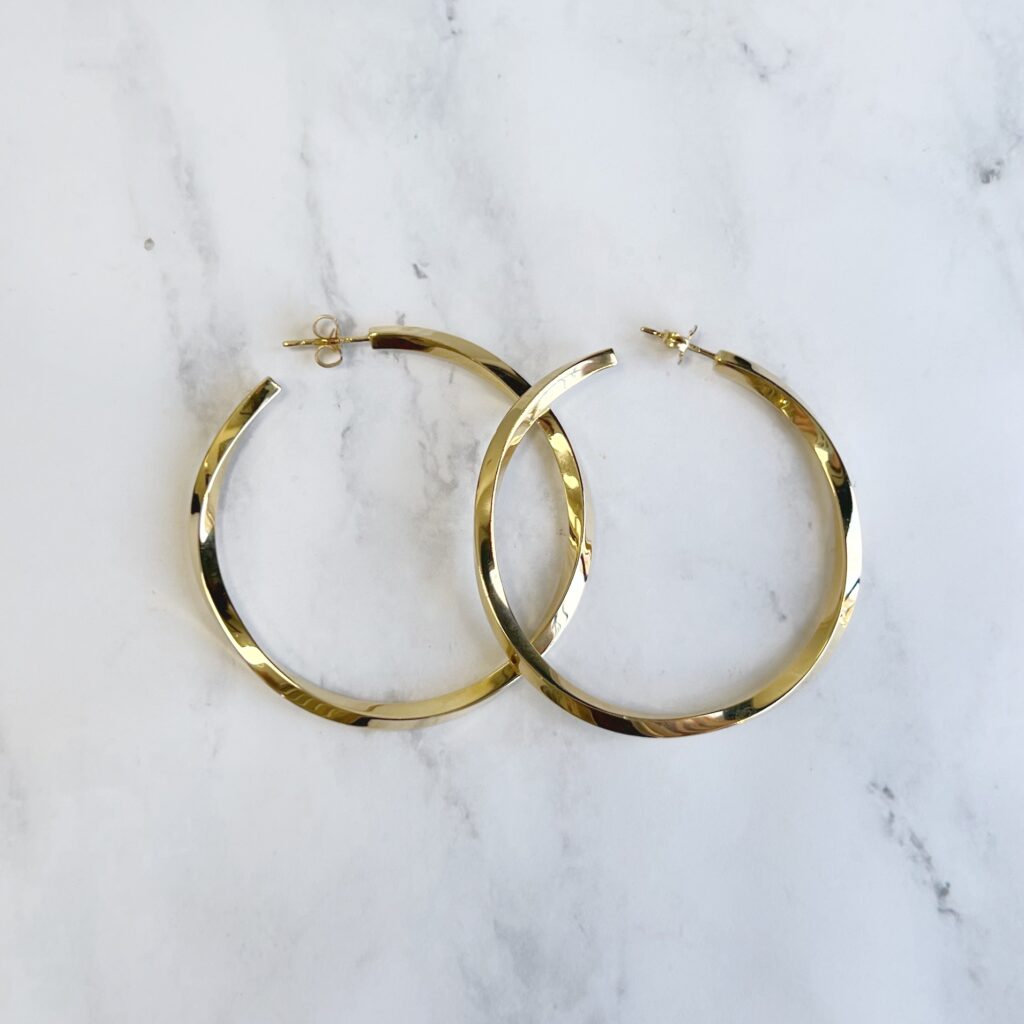 yellow gold Tiffany and co twist hoop large