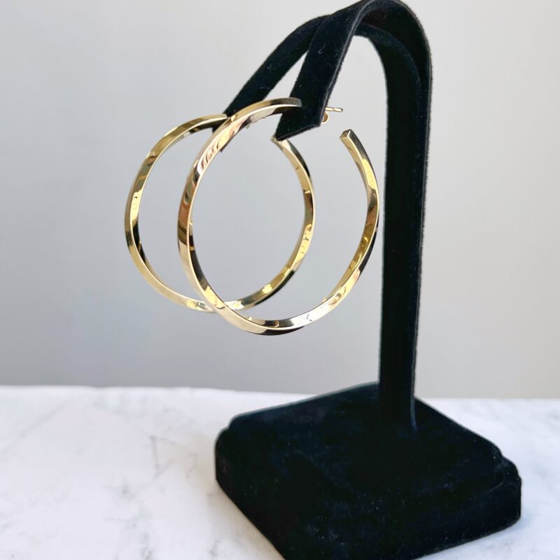 yellow gold Tiffany and co twist hoop earrings