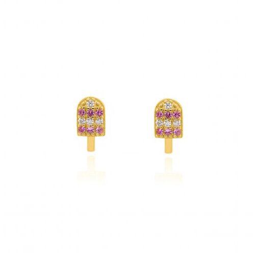 ER01280 front sterling-silver-gold-vermeil-color-cz-popsicle-stud-earrings sterling silver gold vermeil color cz popsicle stud earrings