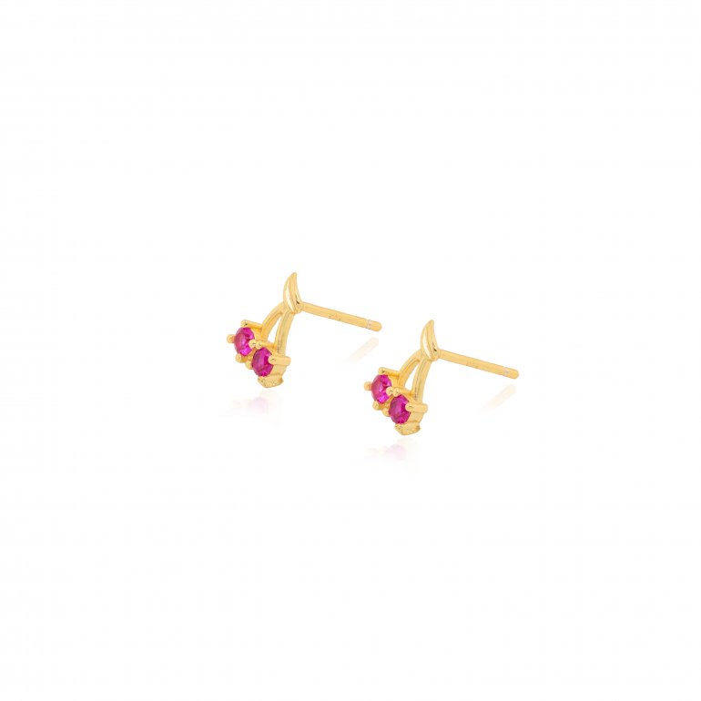 sterling silver gold vermeil red cz cherries stud earrings