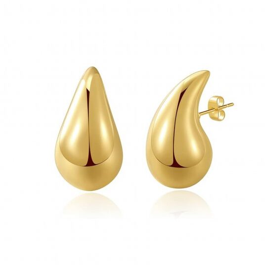 sterling silver chunky 20mm tear drop stud earrings gold vermeil