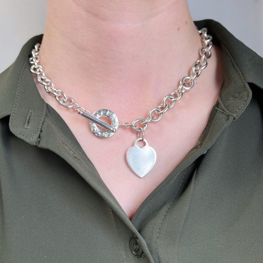 Tiffany and co sterling silver heart toggle necklace