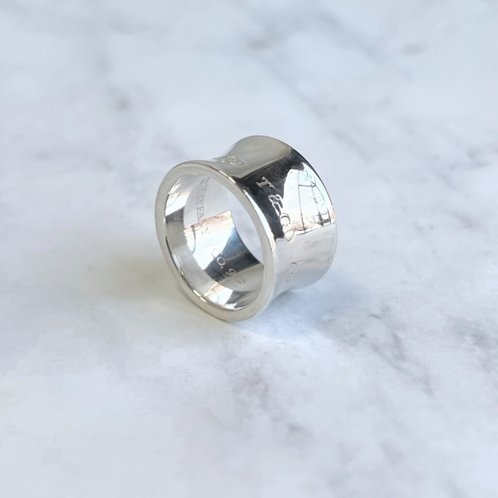 Tiffany and co sterling silver wide 1837 ring