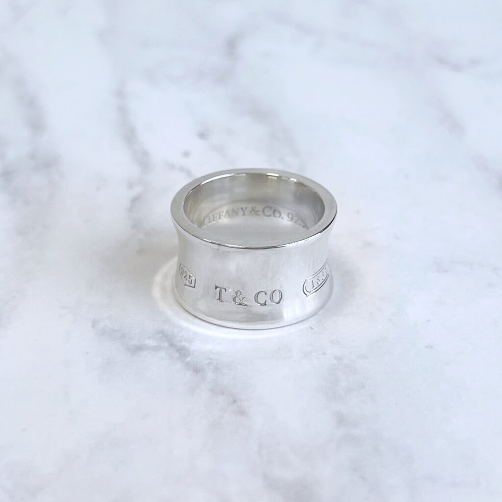 Tiffany and co sterling silver wide 1837 ring