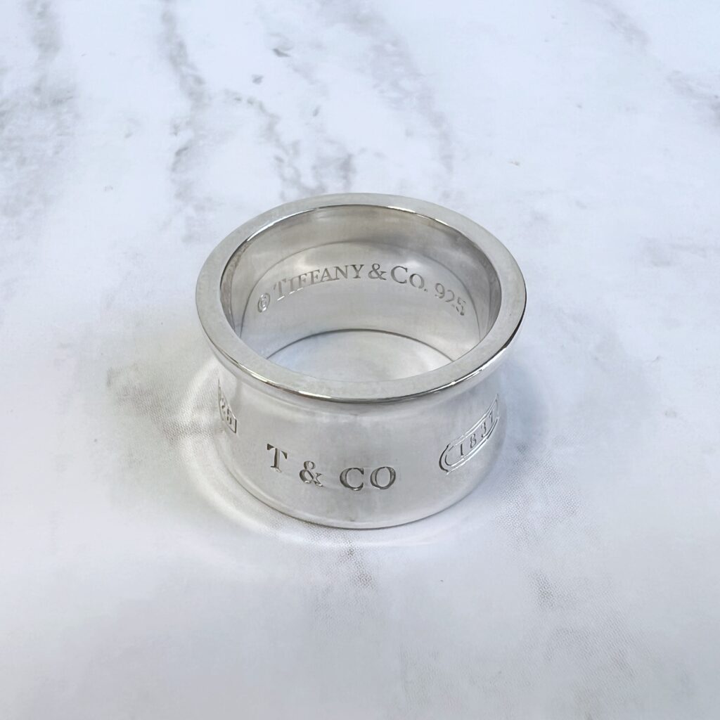Tiffany and co sterling silver wide 1837 ring