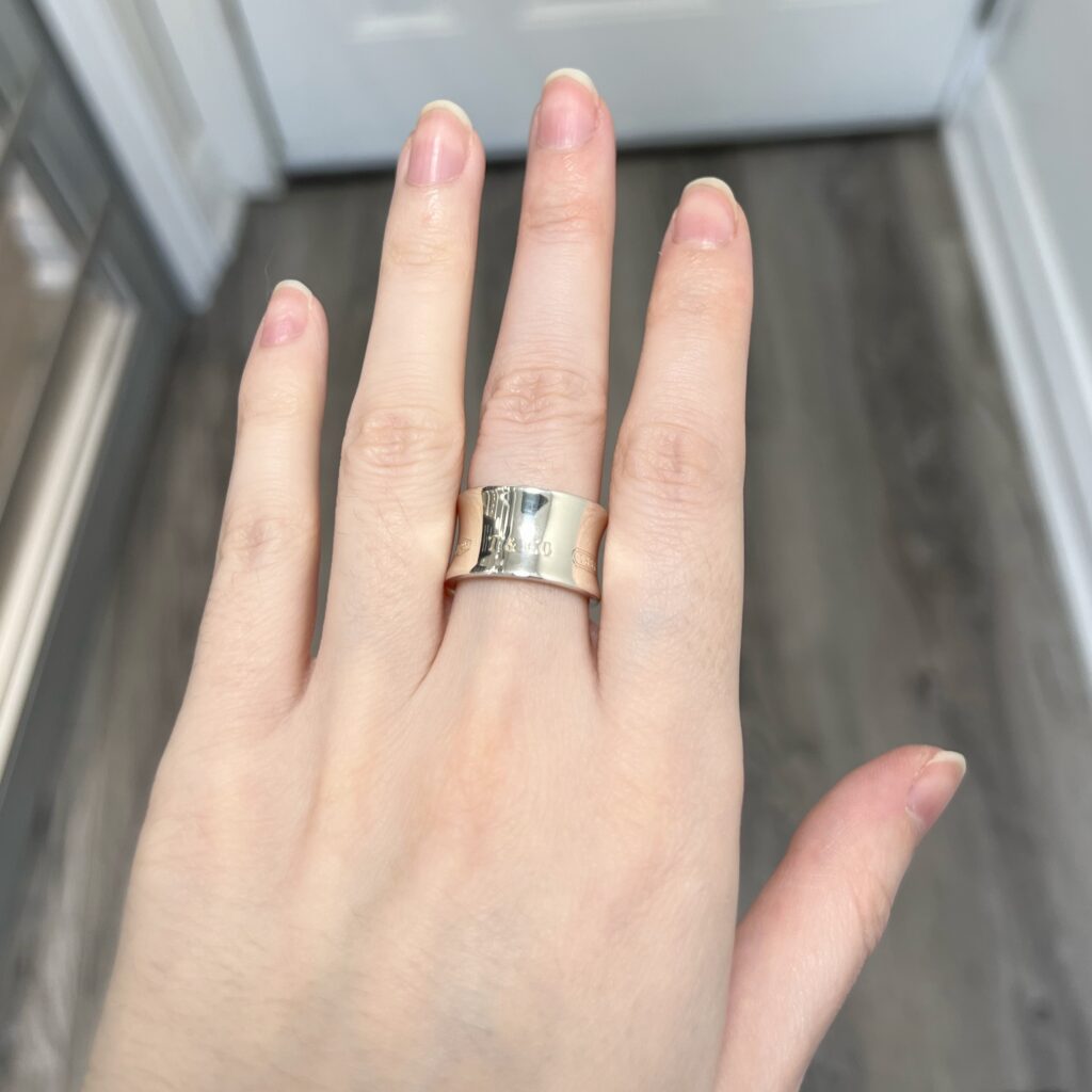 Tiffany and co sterling silver wide 1837 ring