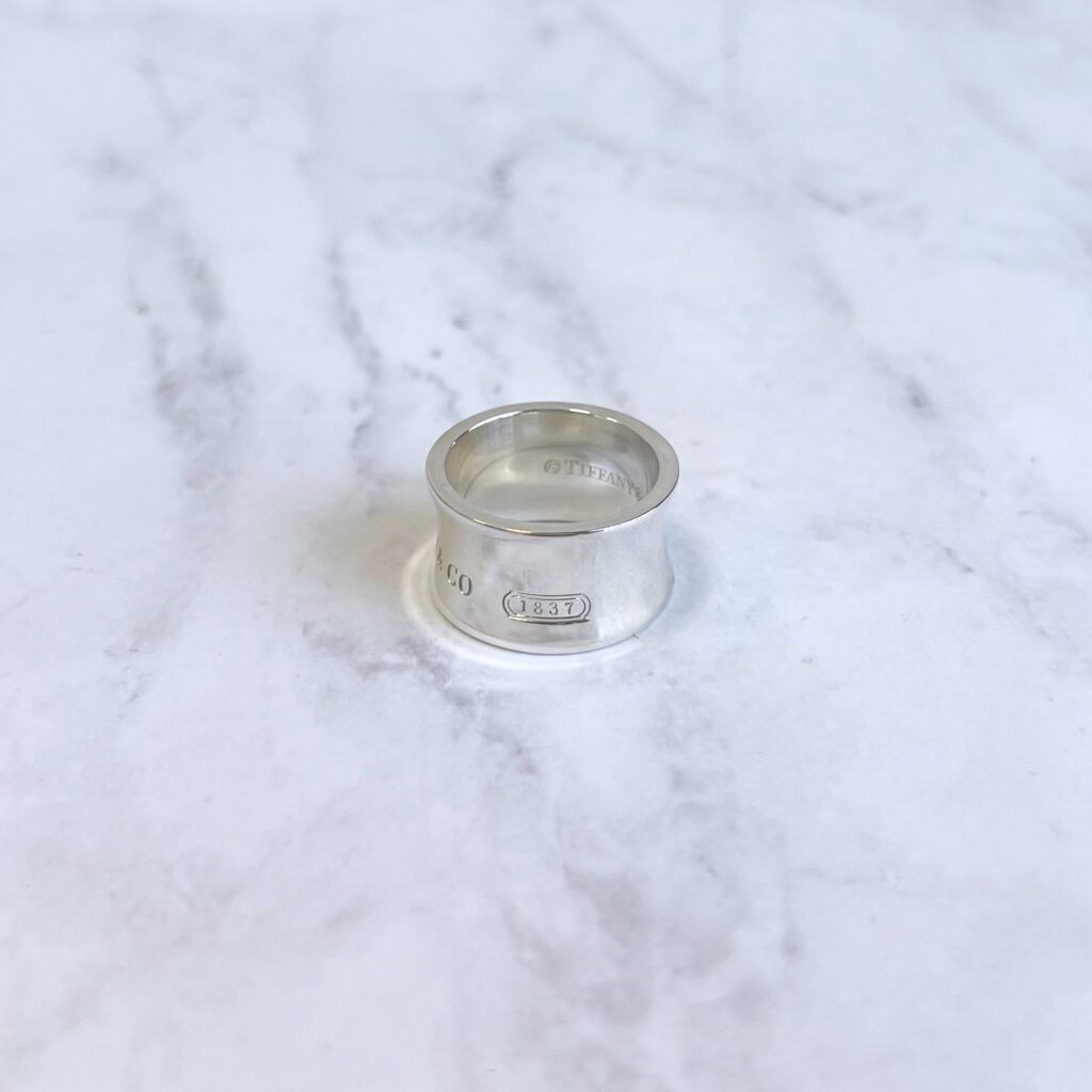 Tiffany and co sterling silver wide 1837 ring