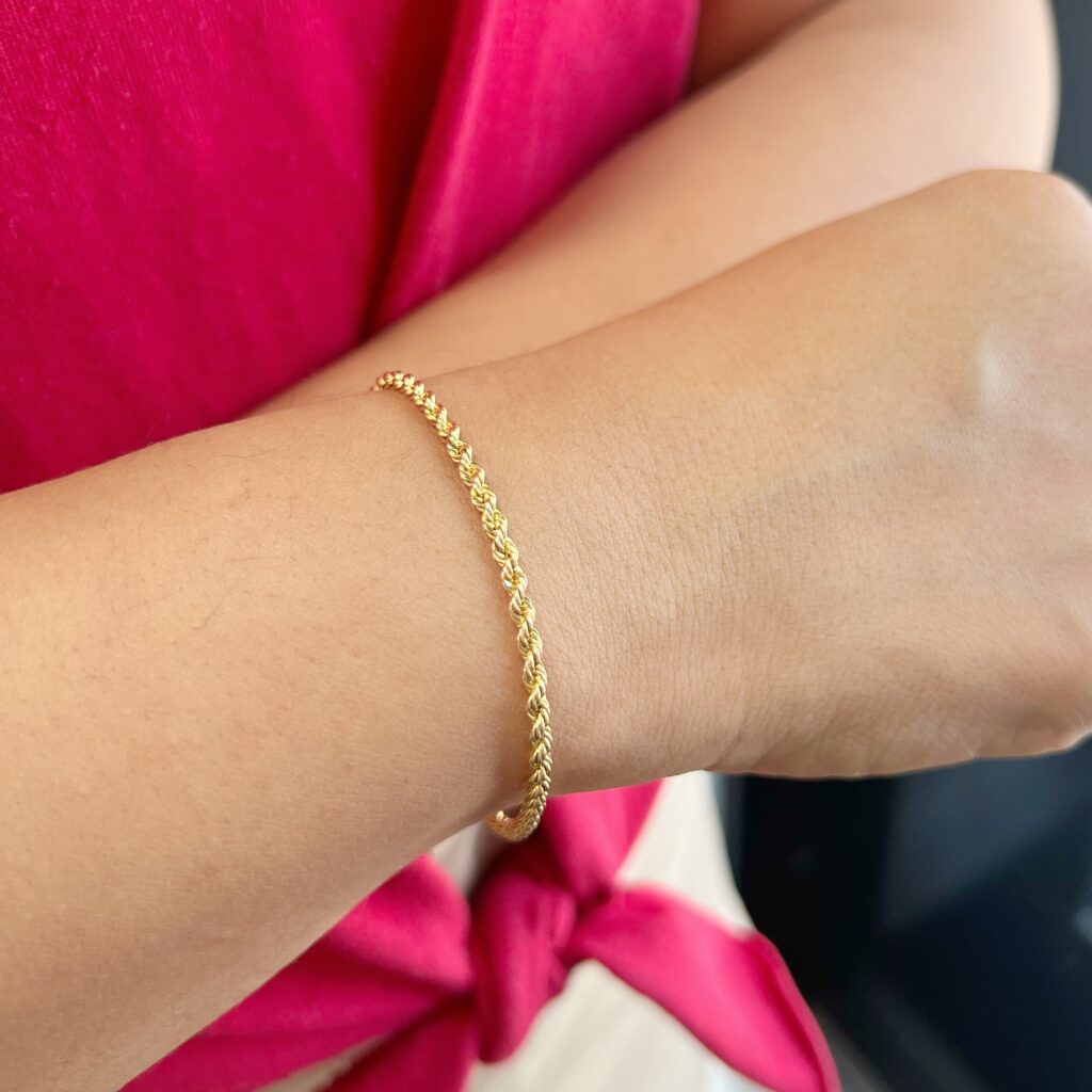model yellow gold ladies rope chain bracelet