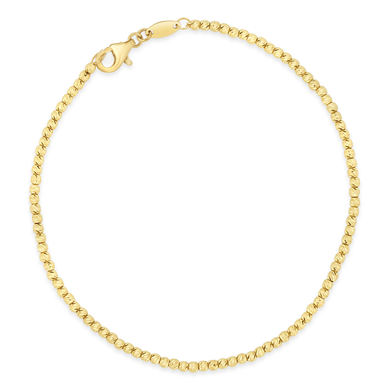 yellow gold diamond cut ball bracelet