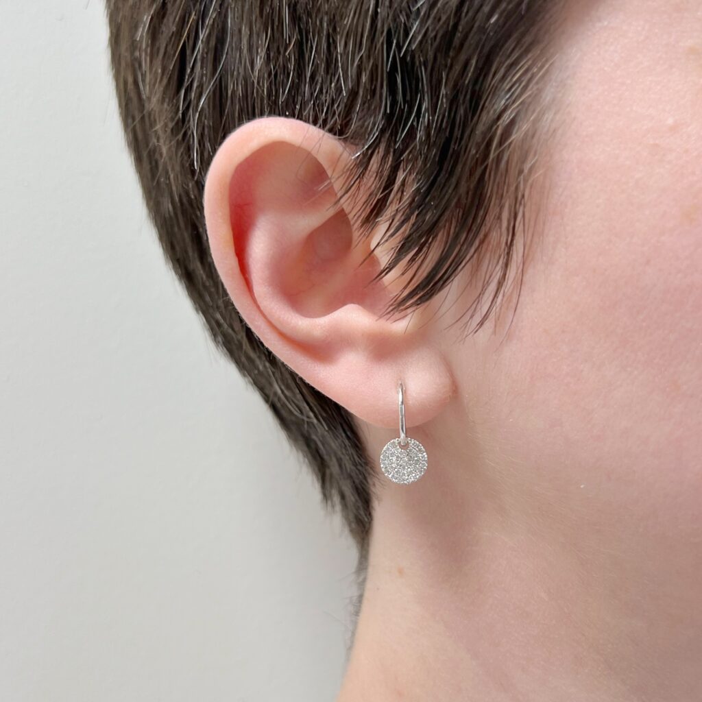 white gold diamond dangle earring Gabriel and co model
