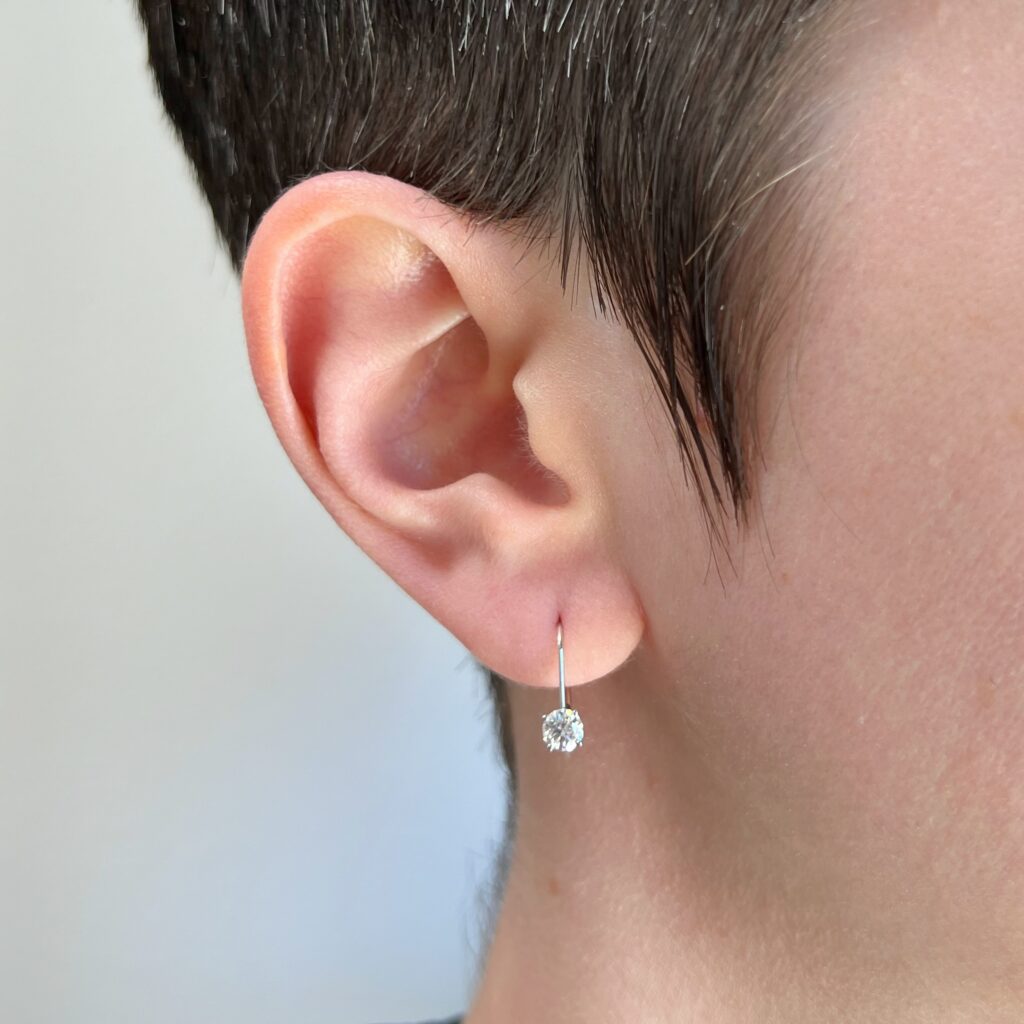 white gold diamond lever back earrings model