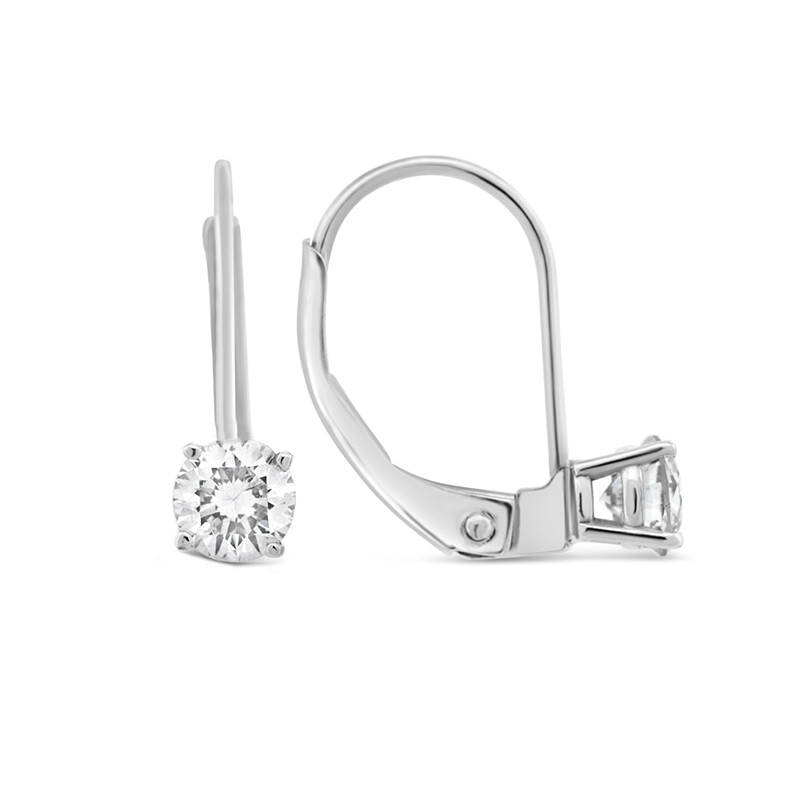 white gold diamond leverback earrings