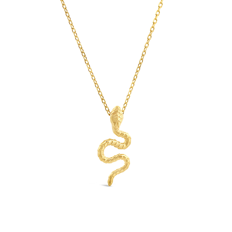 yellow gold dainty snake pendant necklace