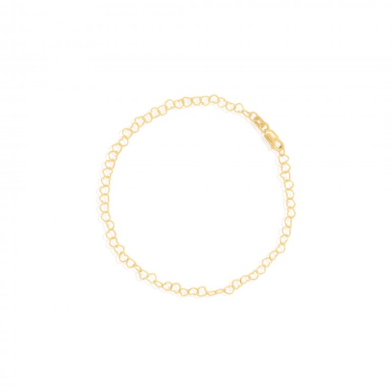 10k yellow gold heart shaped chain link bracelet