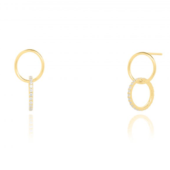 sterling silver vermeil cubic zirconia interlocking circle stud drop earrings