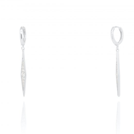 sterling silver cubic zirconia spike pointed drop huggie earrings