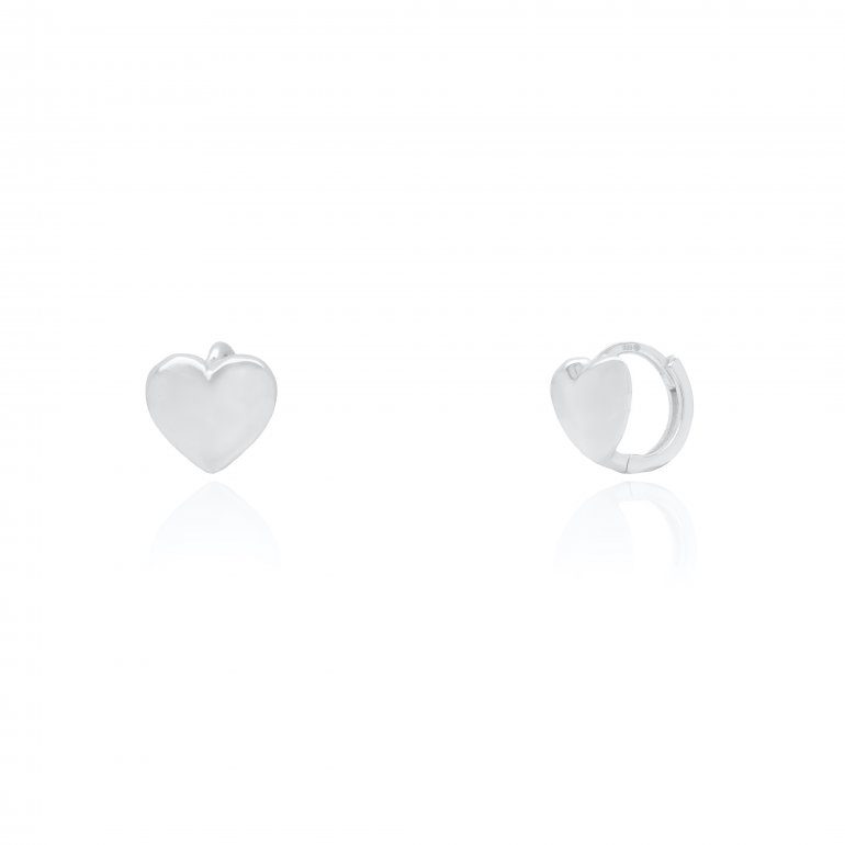 sterling silver heart huggie earrings