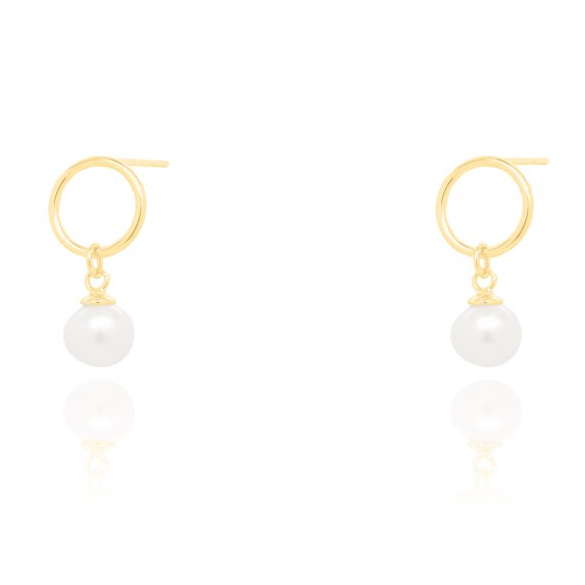 sterling silver gold vermeil circle pearl drop stud earrings