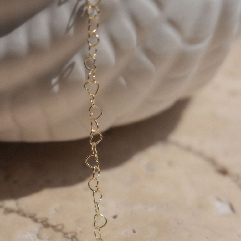 10k yellow gold heart shaped chain link