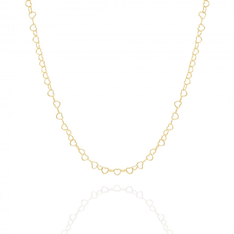 10k yellow gold heart shaped chain link necklace