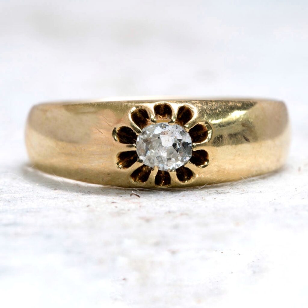 AN00229 Antique Diamond 1880s Gold Band