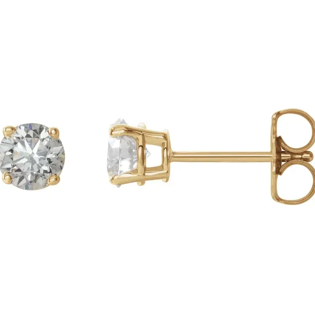 Yellow Gold Diamond Solitaire Stud Earrings