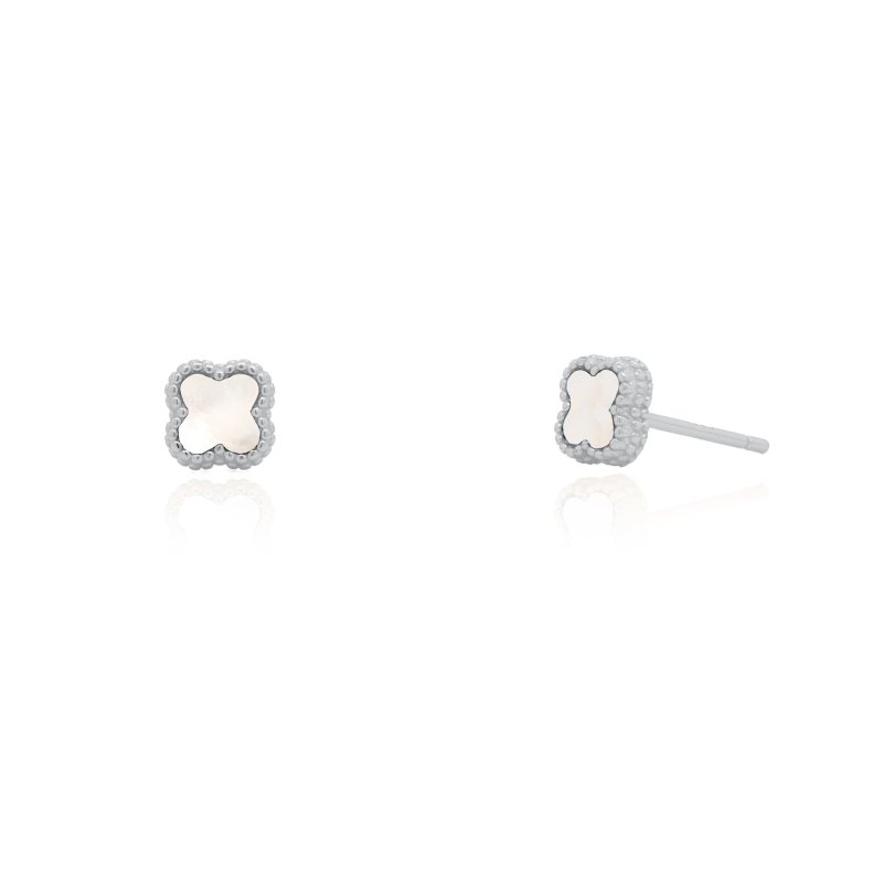 ER01448 sterling silver mother of pearl clover stud earrings sterling silver mother of pearl clover stud earrings