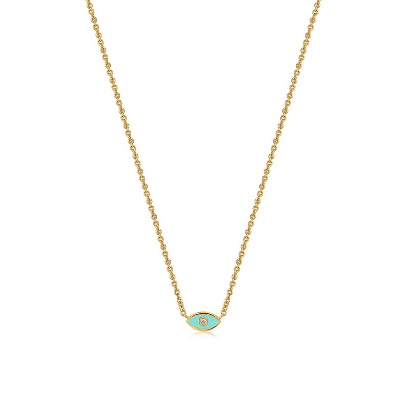 NE00376 silver gold vermeil blue enamel evil eye pendant necklace silver gold vermeil blue enamel evil eye pendant necklace