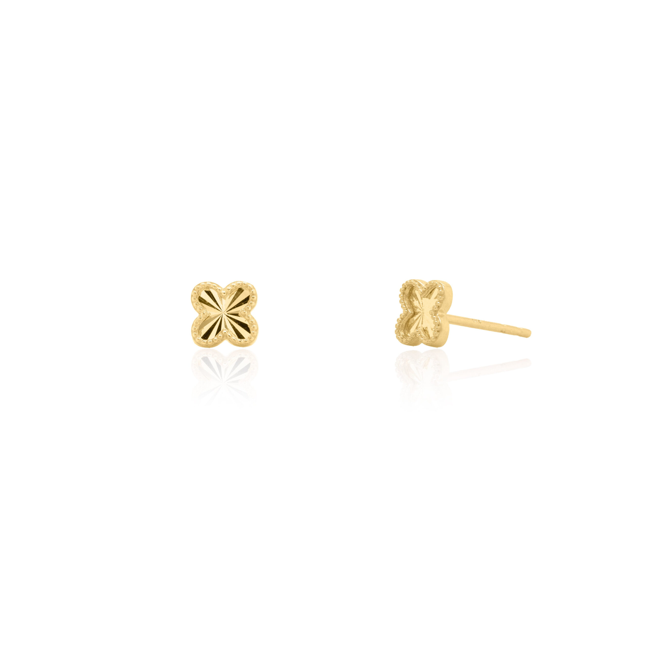 ER01529 10k yellow gold clover stud earrings