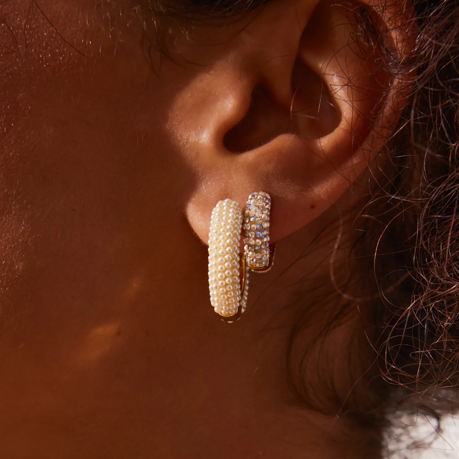 Sea Salt & Ocean Blush Hoops model hillberg and berk