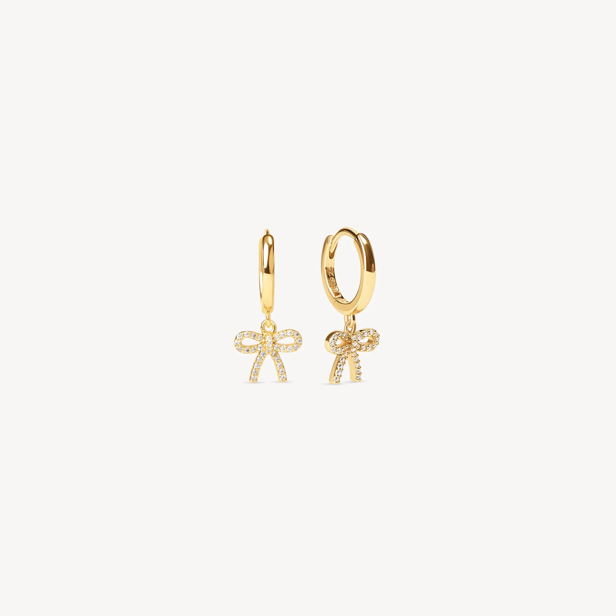 Baby Bow huggie crystal earrings gold vermeil hillberg and berk