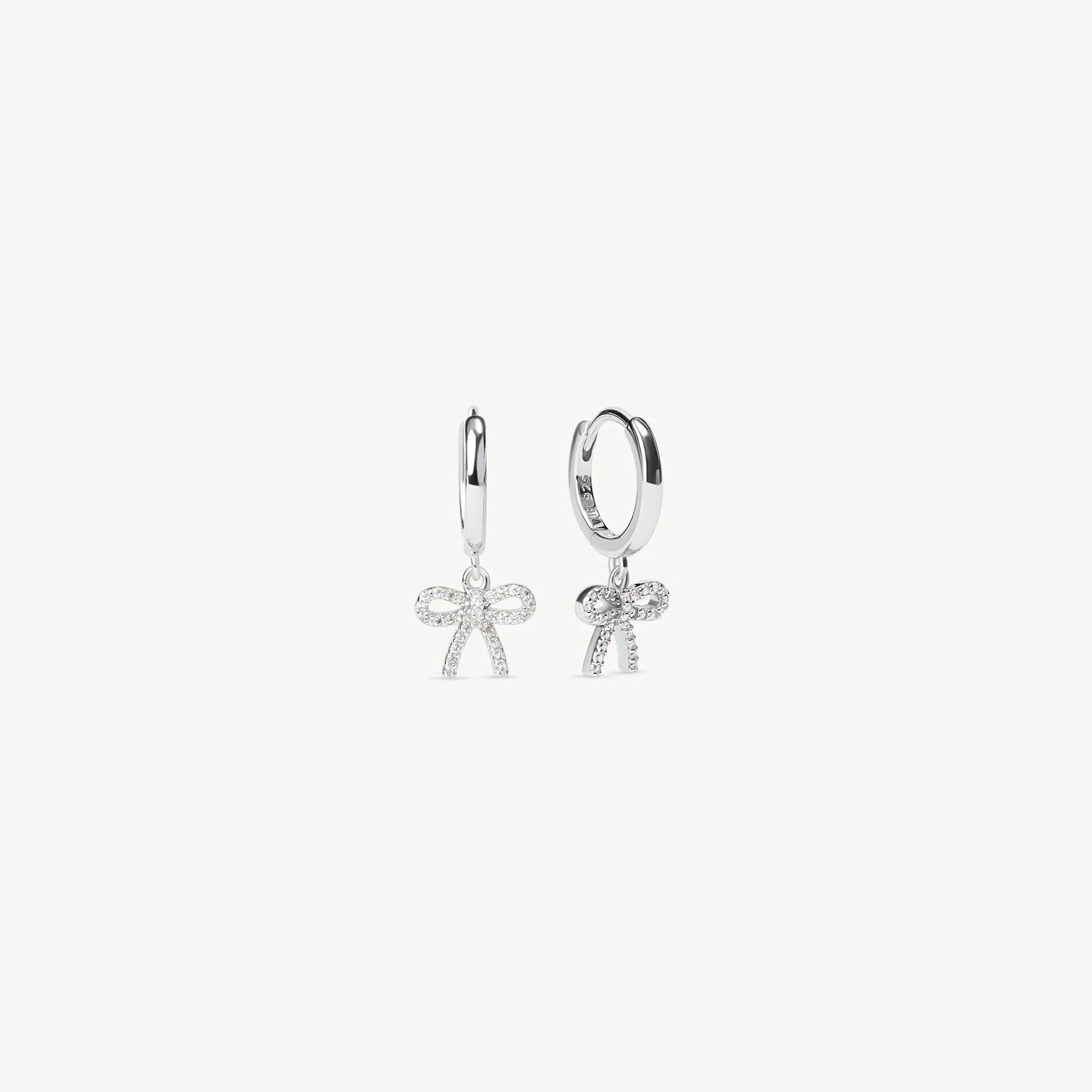 Baby Bow huggie crystal earrings sterling silver hillberg and berk Baby Bow huggie crystal earrings sterling silver hillberg and berk
