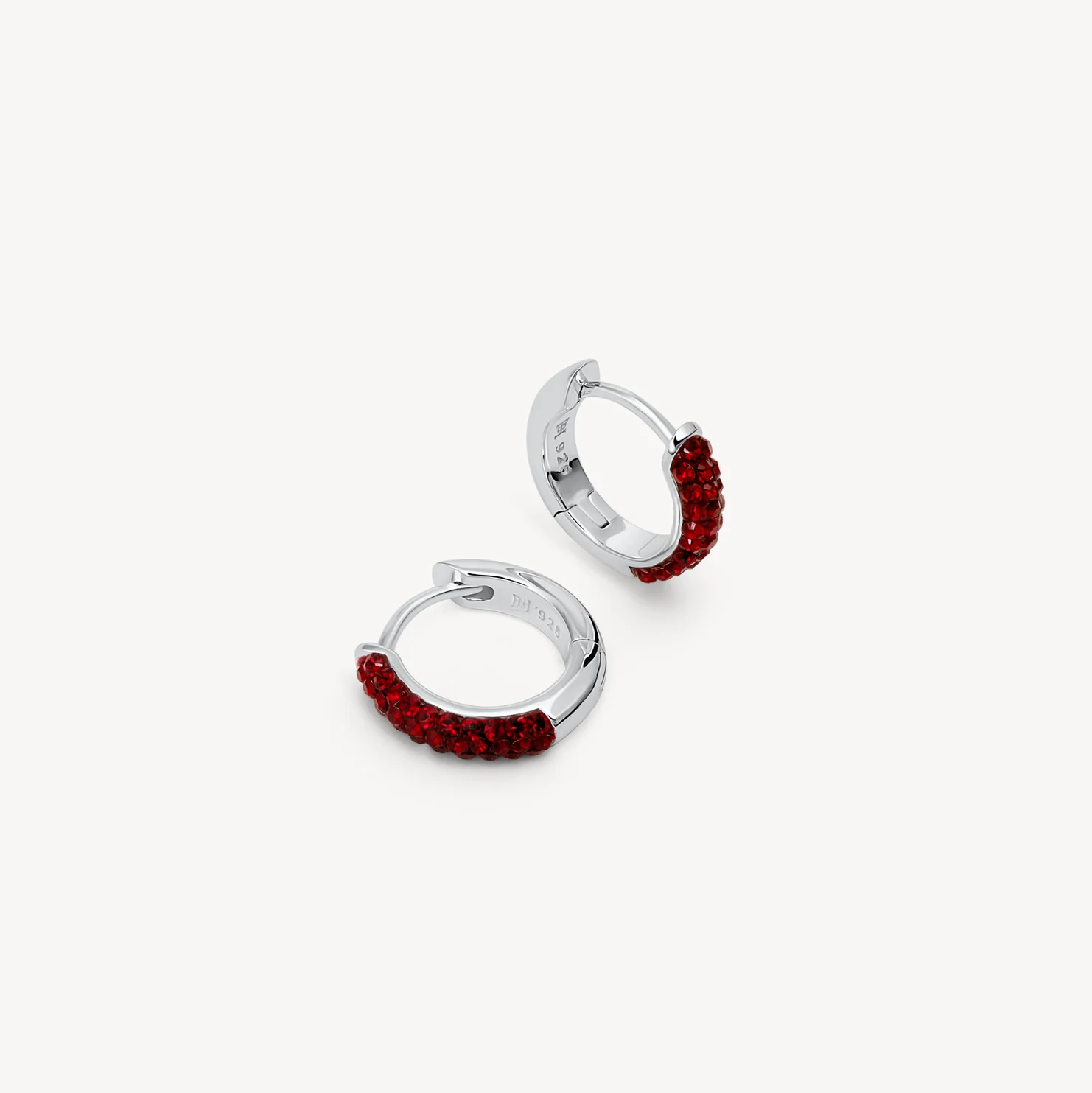 January birthstone red always on sparkle silver huggie hoops hillberg and berk January birthstone red always on sparkle silver huggie hoops hillberg and berk