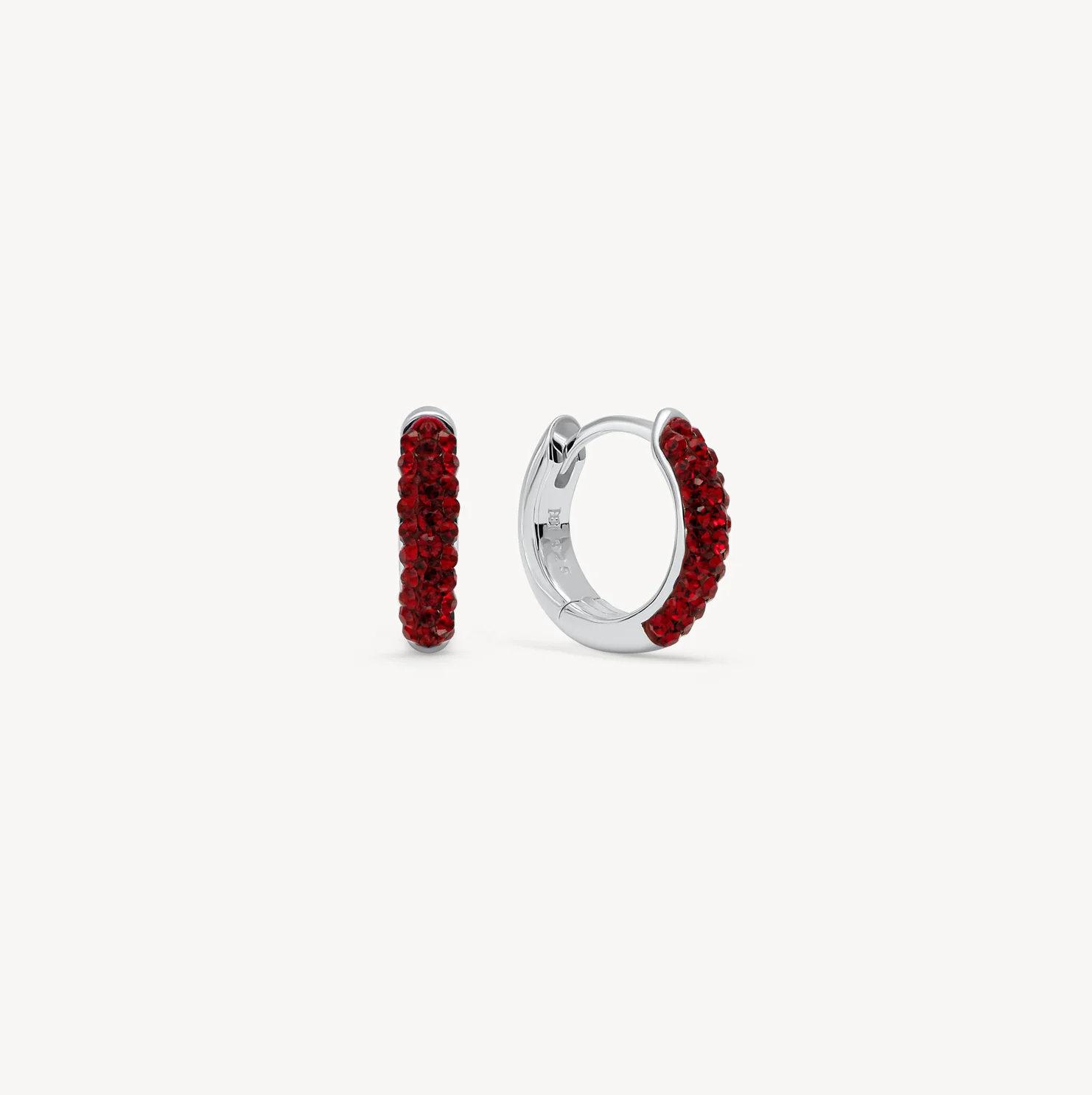 January birthstone red sparkle garnet huggie hoops silver hillberg and berk January birthstone red sparkle garnet huggie hoops silver hillberg and berk