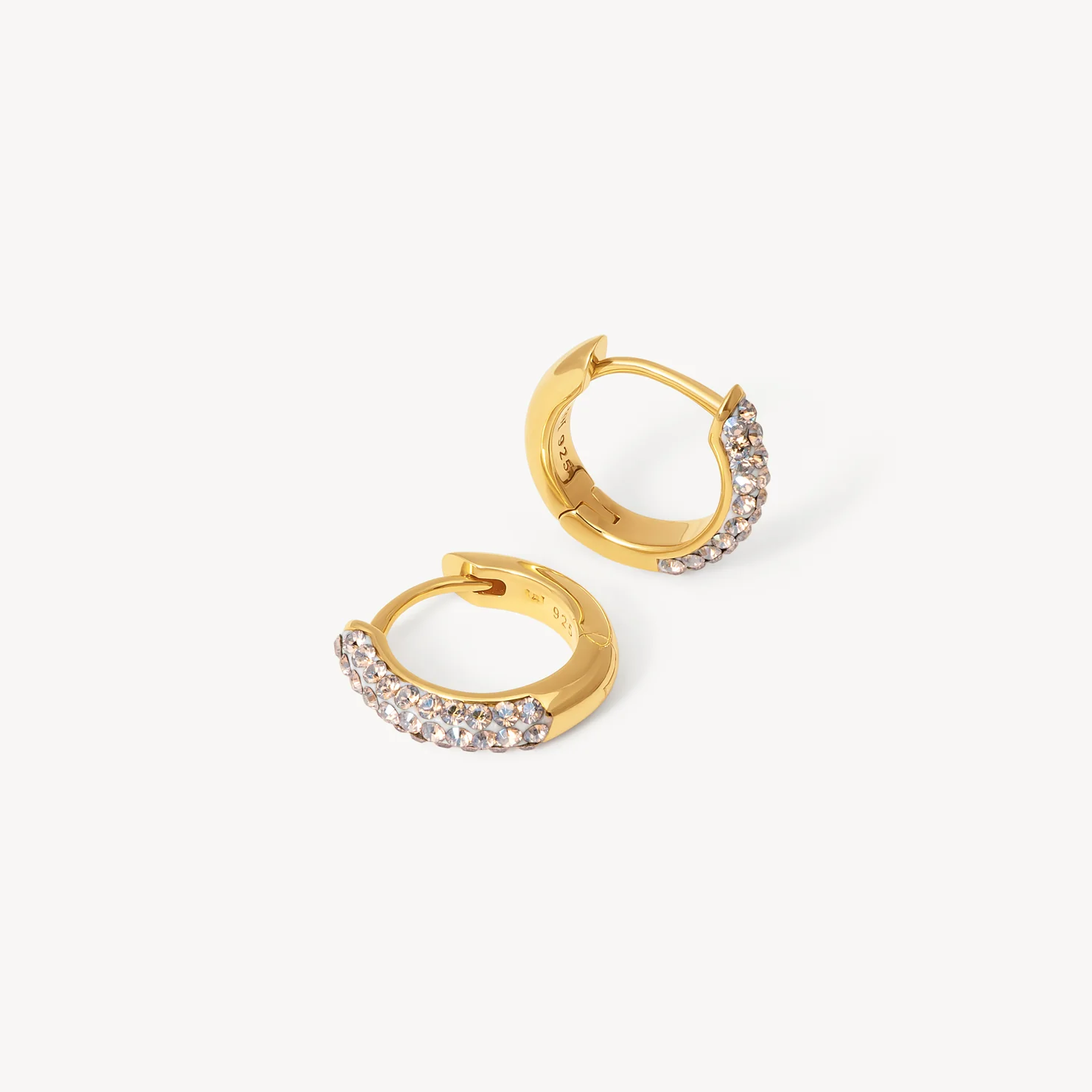 always on sparkle champagne crystal gold verrmeil huggie hooop earrings hillberg and berk side always on sparkle champagne crystal gold vermeil huggie hoop earrings hillberg and berk side