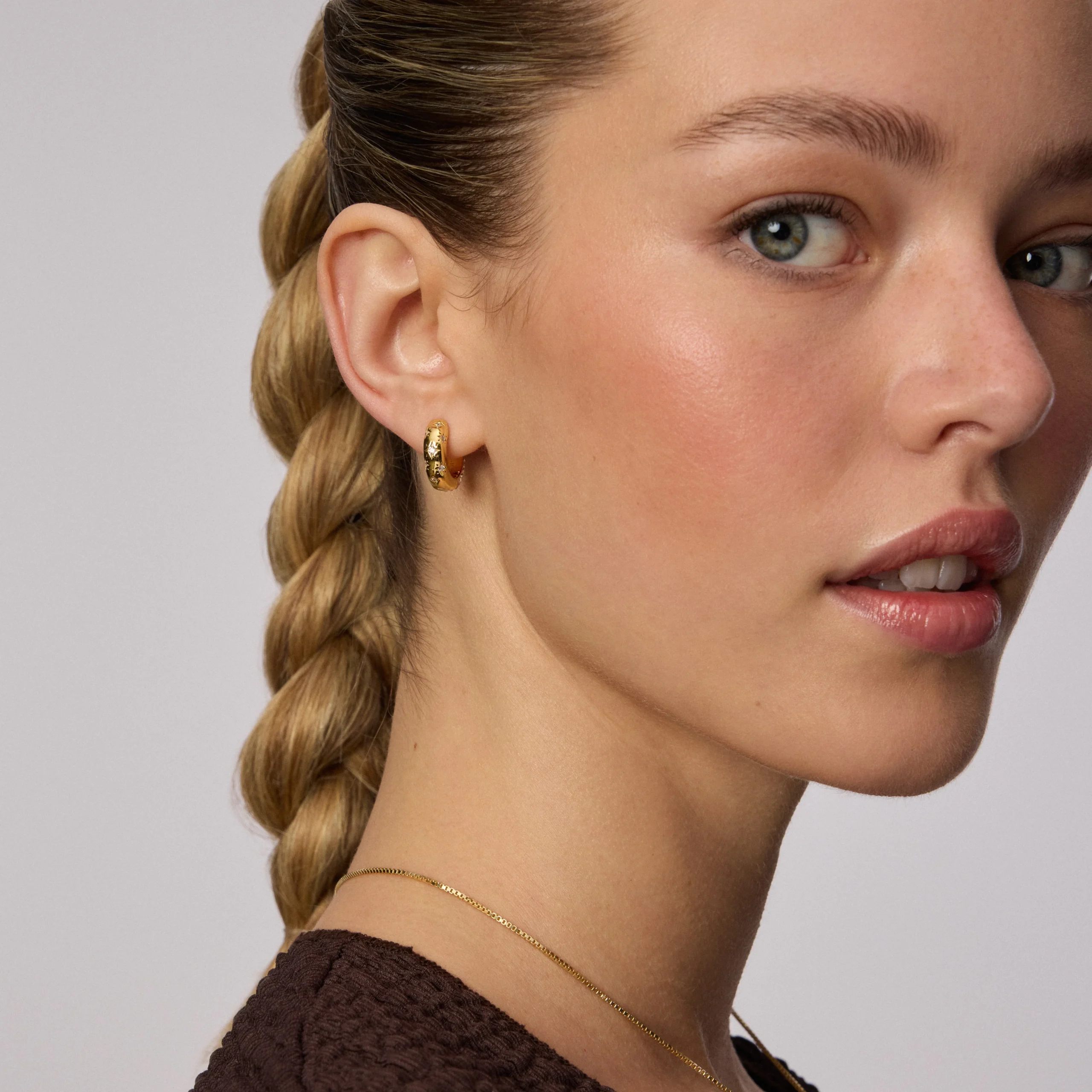 reversible star constellation crystal huggie hoops gold vermeil hillberg and berk model reversible star constellation crystal huggie hoops gold vermeil hillberg and berk model