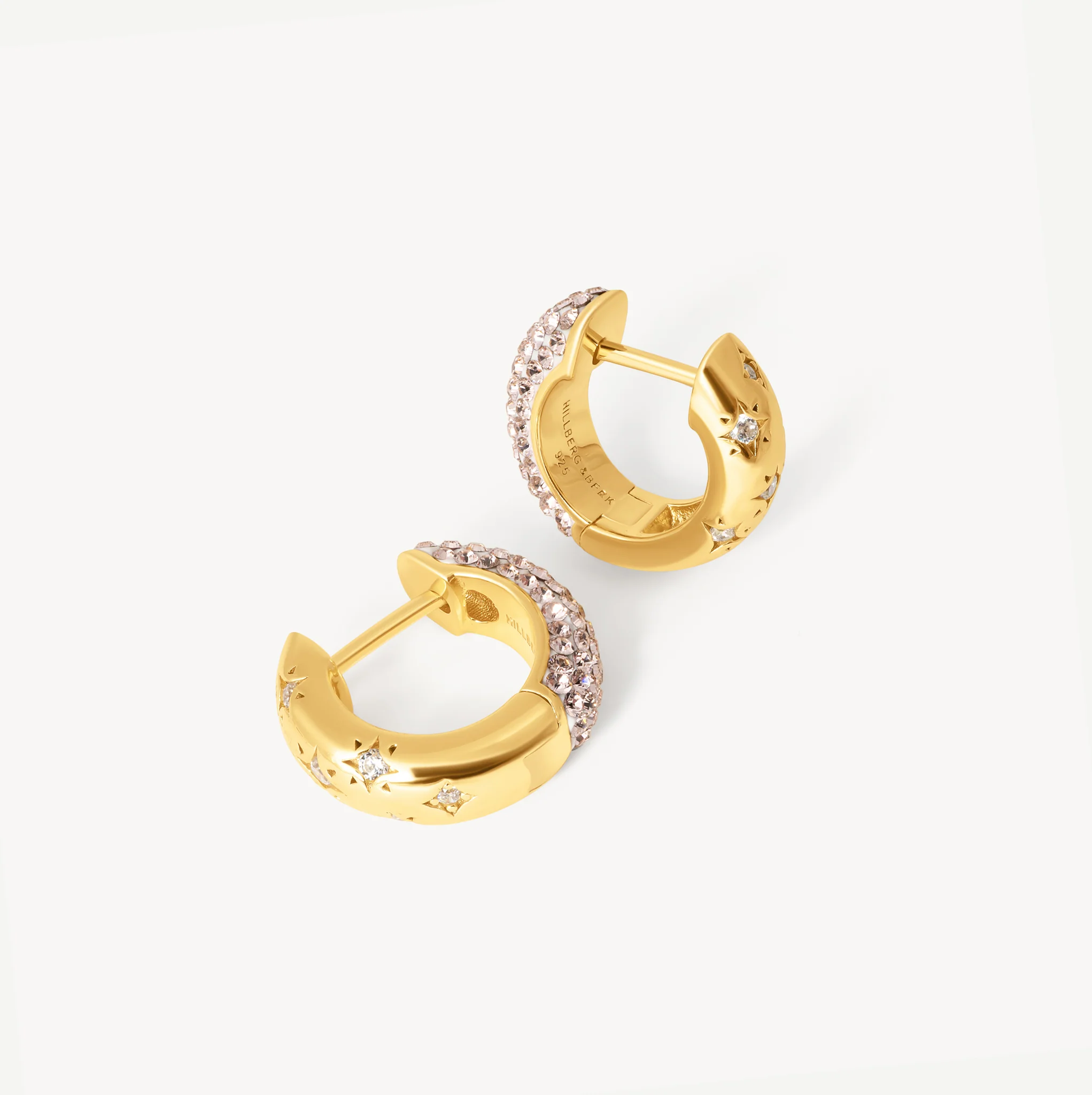 reversible star crystal huggie hoops gold vermeil hillberg and berk blush reversible star crystal huggie hoops gold vermeil hillberg and berk blush
