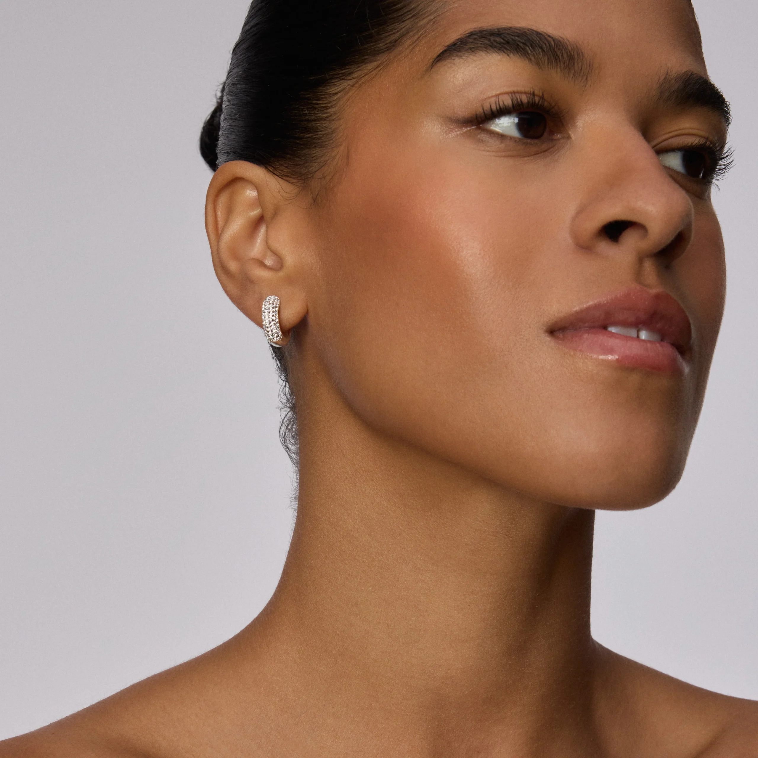 reversible star white crystal huggie hoops sterling silver hillberg and berk model reversible star white crystal huggie hoops sterling silver hillberg and berk model