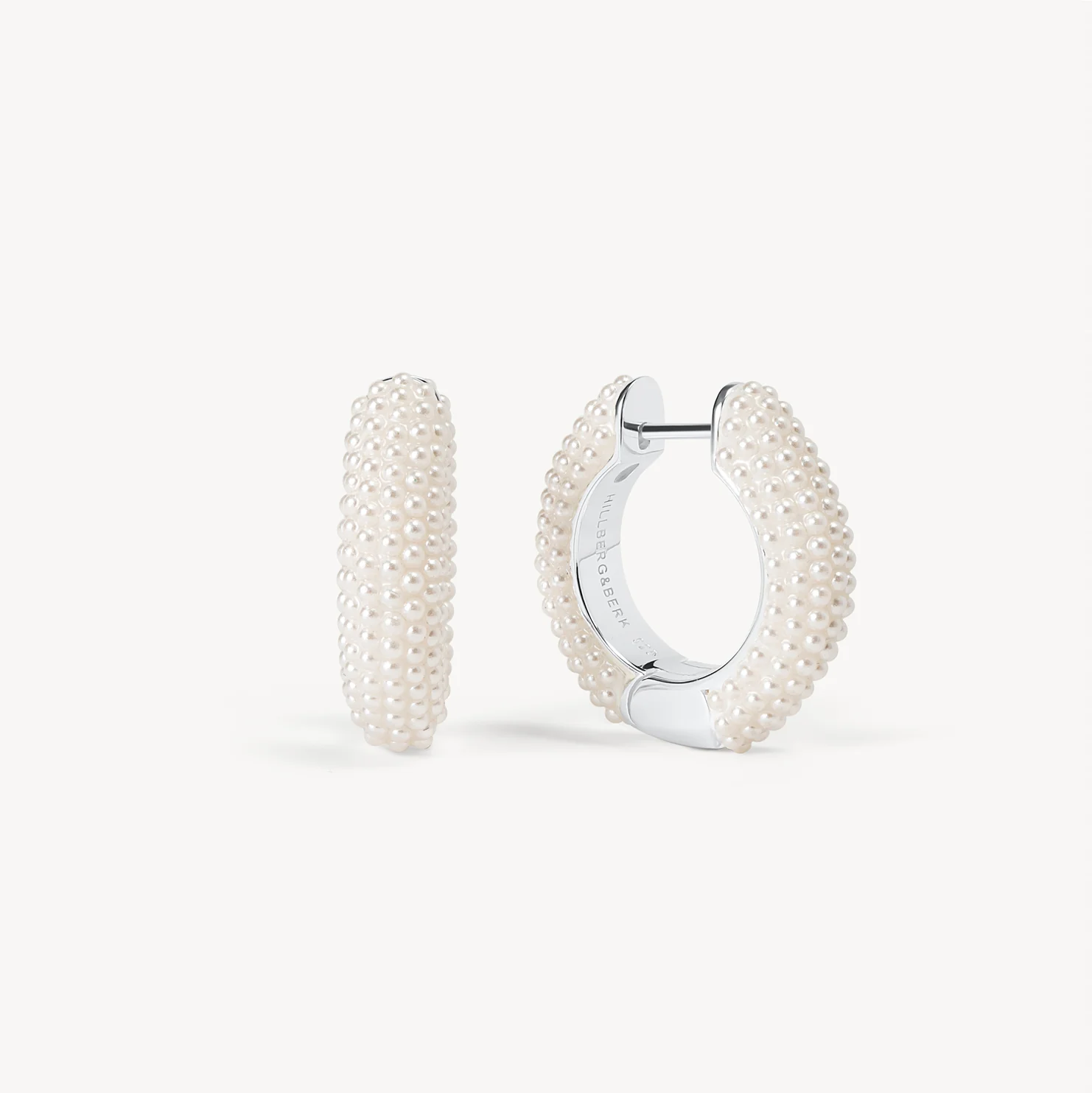 Hillberg and Berk Silver Pearl Hoop Earrings Hillberg and Berk Silver Pearl Hoop Earrings