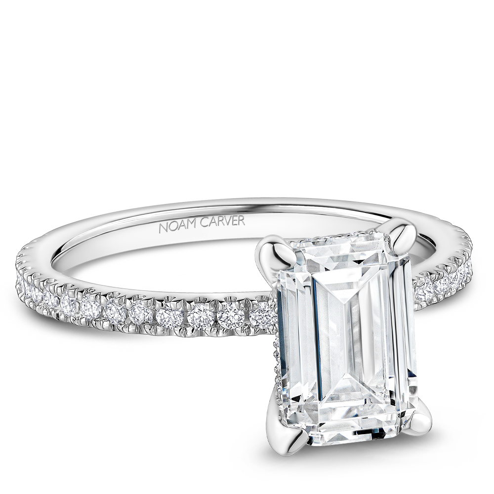 Noam Carver Emerald Cut Hidden Halo Pavé Engagement Ring - Image 2