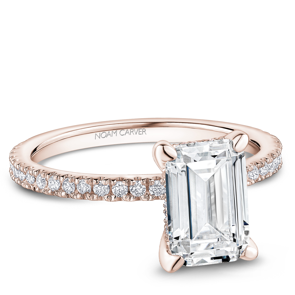 Noam Carver Emerald Cut Hidden Halo Pavé Engagement Ring - Image 5