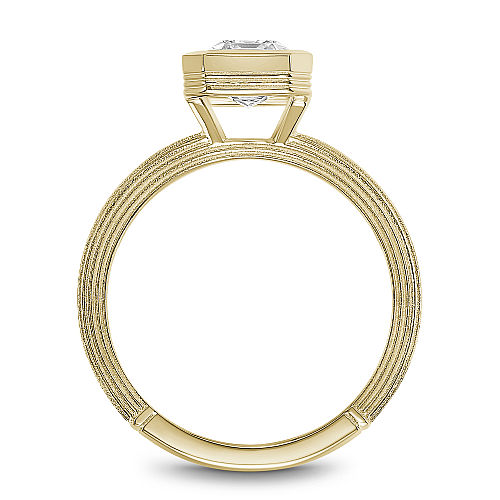 Noam Carver Emerald Cut Bezel Textured Engagement Ring - Image 4