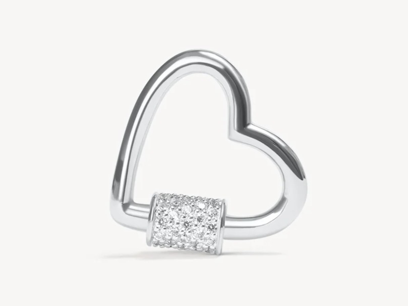 Silver Heart Carabiner Twist Link Charm Holder - Image 2
