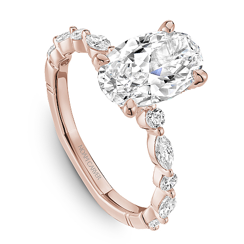 Noam Carver Oval Patterned Diamond Band Engagement Ring - Image 5