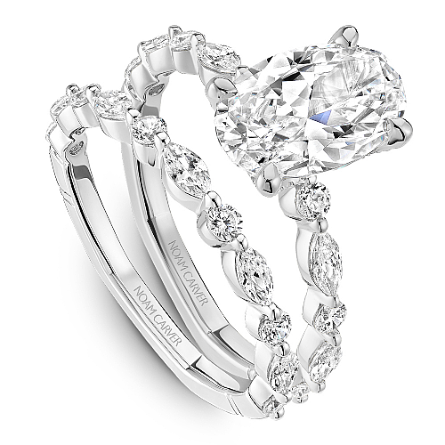 Noam Carver Oval Patterned Diamond Band Engagement Ring - Image 4
