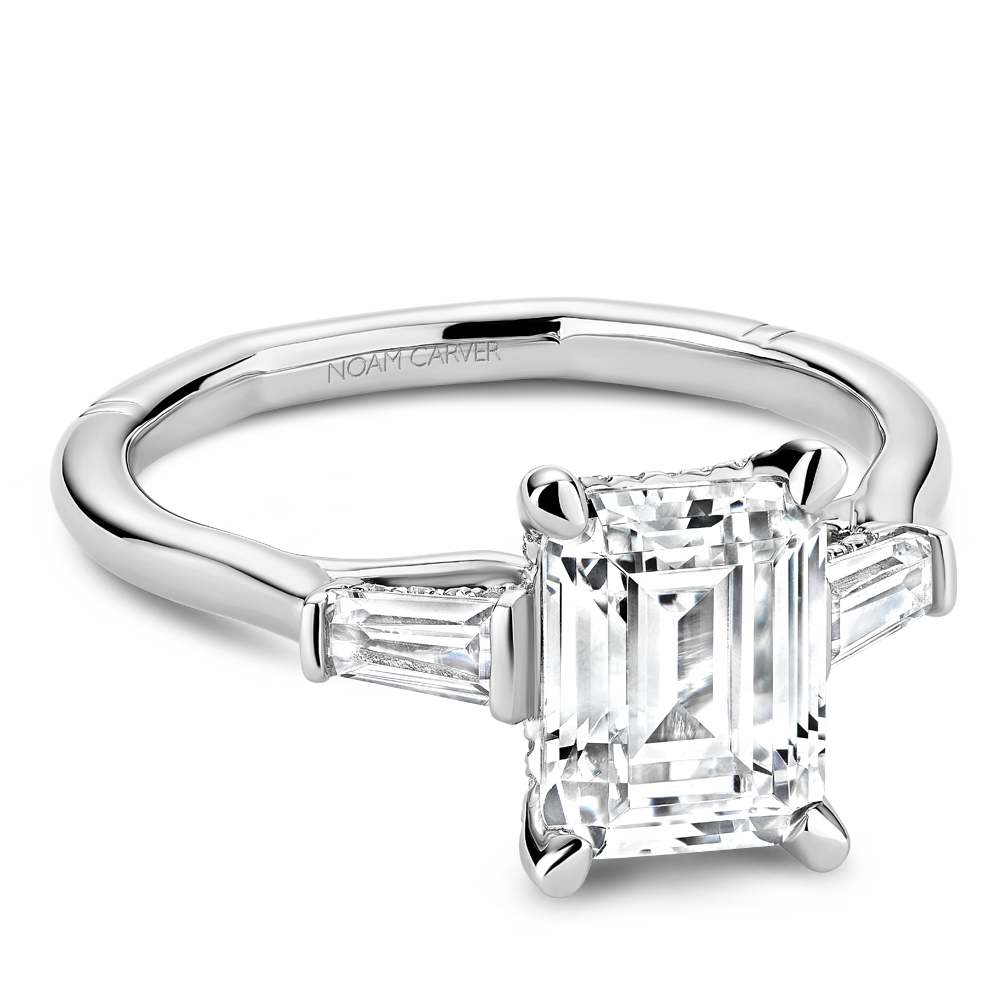 Noam Carver Emerald Cut Trinity Engagement Ring - Image 2