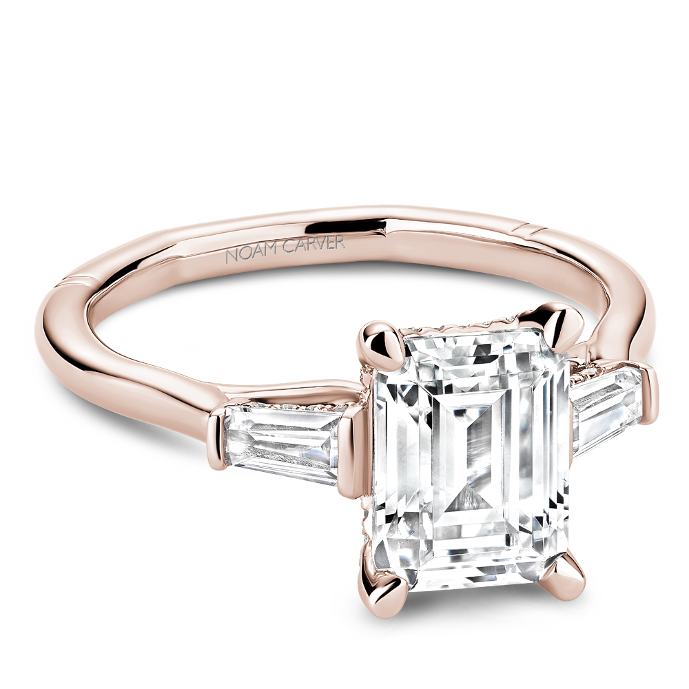Noam Carver Emerald Cut Trinity Engagement Ring - Image 5